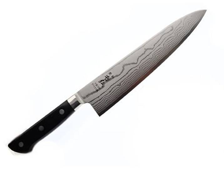 Cocktail7 Japanisches Kochmesser Edelstahl VG-10 Damastmesser 37 Lagen 60-HRC Doppelschliff Küchenmesser mit Deluxe Micarta Griff Schwartz Messer Hergestellt in Japan von Tetsuhiro (Gyuto 21cm)