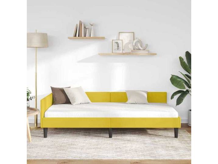 Magnifique Cadre de lit d'angle - SARAZYJ - Design en L - Lit de repos - Lit de jour - Jaune 90cm x 200cm VeloursetContreplaqué - 65