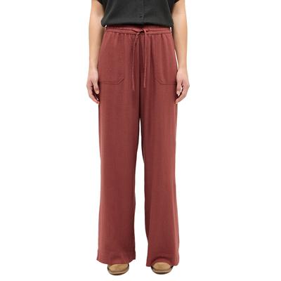 5-Pocket-Hose MUSTANG "Damen Style Lacey", Damen, Gr. 42, rot (3228 weinrot), Web, 70% Viskose, 30% Leinen, unifarben, weit, Hosen 5-Pocket-Hose