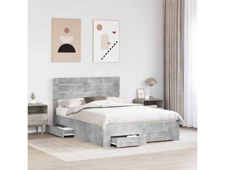 KTHLBRH Bett mit Bettkasten mit Kopfteil aus mehrschichtigem Holz Integrierte Schubladen, Metallgriffe, einfache Reinigung, Verwendung im Innenbereich