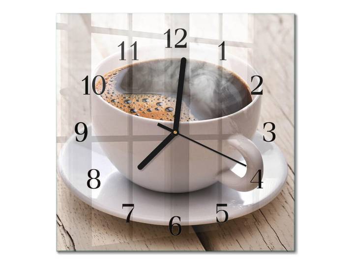 Tulup Wanduhr 30x30 cm - Kaffee, Braun, Glas, Quadratisch, 30x30x0.4 cm, Dekoration, Uhren, Wanduhren