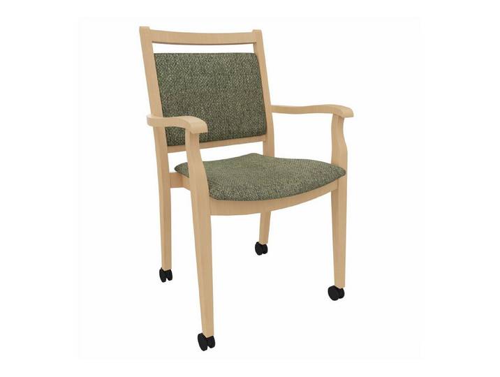 einrichtungsdesign24 Armlehnstuhl André mit Rollen – Ideal für Senioren im Alter und der Pflege, komfortabel, gepolstert, Massivholzgestell, Premium Rollen