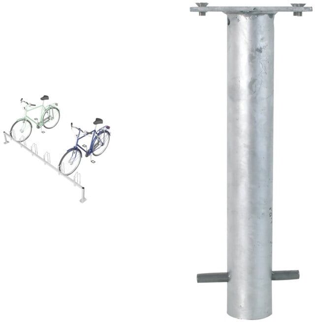 Set Schake Reihenparker zum Aufdübeln Gesamtlänge 3000 mm, 6 Einstellplätze + Schake GmbH Bodenhülse zum Einbetonieren