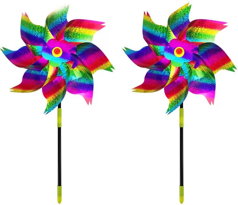 INF Moulin à vent répulsif pour oiseaux, 8 lames, dégradé de couleur, paquet de 10
