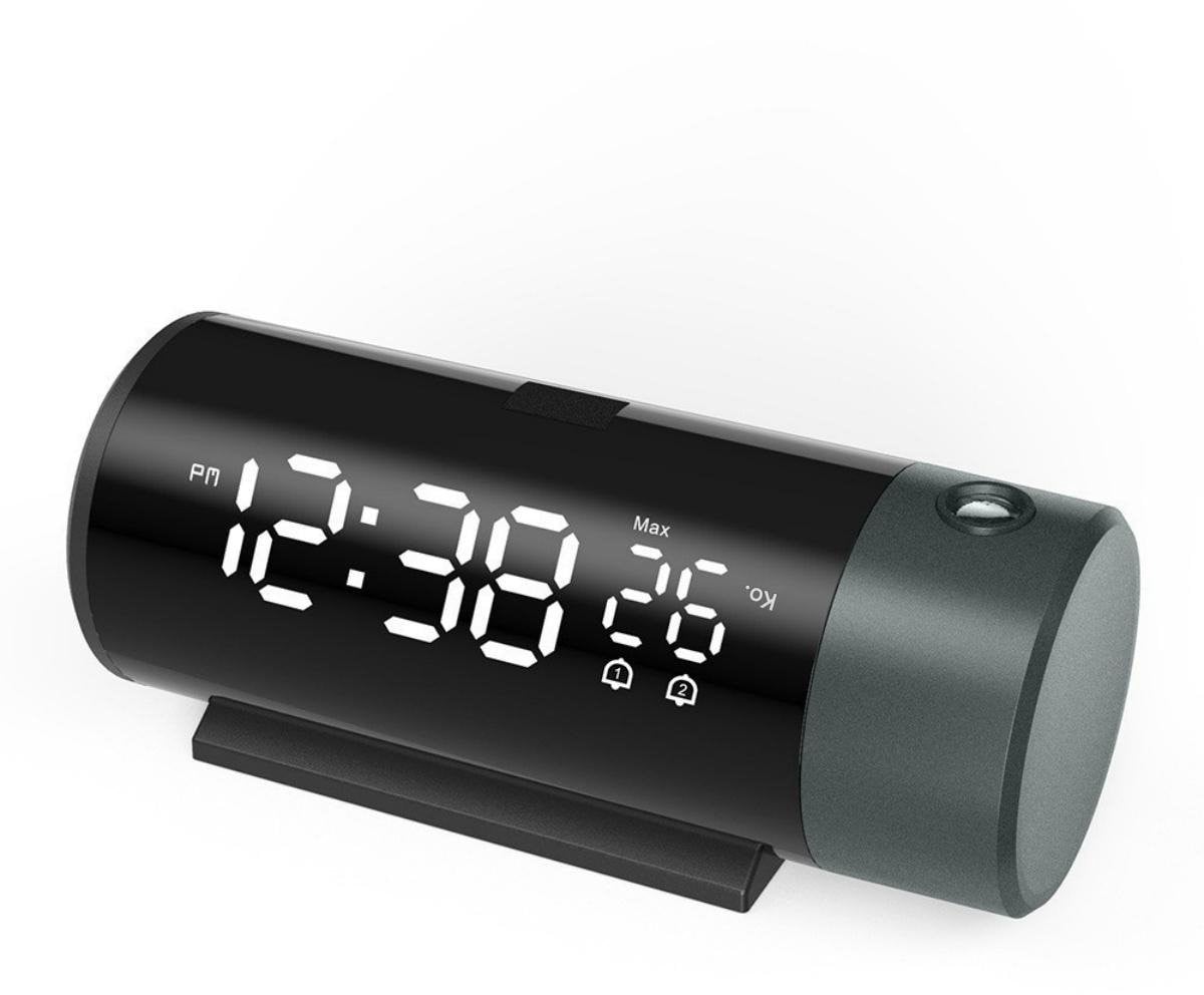 GELLDG Digitale Wekker met Projectie - Digitale Klok met Snooze en Dubbel Alarm - Zwart