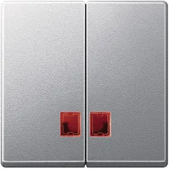 Merten Doppelwippe mit rotem Symbolfenster, System M (aluminium matt)