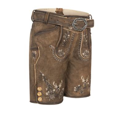 Trachtenlederhose NÜBLER "Kinderlederhose kurz Edgar", Herren, Gr. 158, EURO, braun, Obermaterial: 100% Lammleder LEL., Hosen