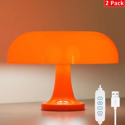 Inspired Finds Minimalist Modern Orange Mushroom Table Lamp Danish Designer Style 2pcs Orange 11.02in Usb