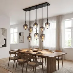 Pendelleuchte Hängelampe Wohnzimmerlampe schwarz Glas Kugel rauchfarben H 120 cm
