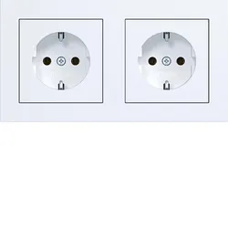 Hager WAS2123WM Steckdose SCHUKO 2fach mit Rahmen, verdrahtet, Steckklemmen, A.1, lichtweiß matt
