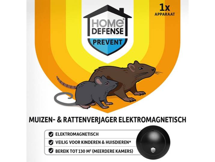 HOME DEFENSE® - Muizen- en Rattenverjager - elektromagnetisch - bereik tot 130 m2
