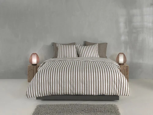 Zo! Home Banda di Lino Dekbedovertrek Palm Taupe 200 x 220 cm