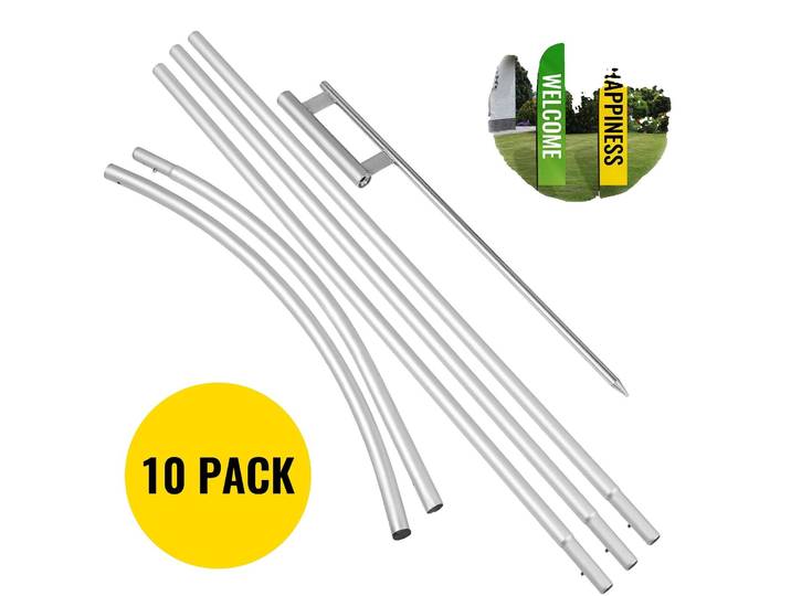 VEVOR Taille standard Oxford Swooper Drapeau 10 x 6 pcs 16 pieds signes bannière en alliage d'aluminium\, 4\,3 m Swooper Drapeau panneau publicitaire avec kit de mât de drapeau et piquet de terre panneau publicitaire slogan-drapeaux