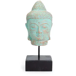 Stillness Buddha Head on Stand - Green Copper