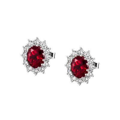Paar Ohrstecker FIRETTI "Schmuck Geschenk Silber 925 Ohrschmuck Ohrringe Lady D Diana Royal", rot (silberfarben, rubinrot, kristallweiß, rubinrot, kristallweiß), Ohrringe, Damen, Silber 925 (Sterlingsilber), mit Glasstein, Zirkonia (synth.)