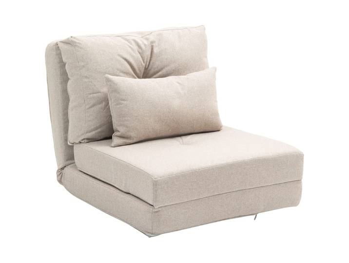 Fauteuil convertible dossier réglable tissu lin beige