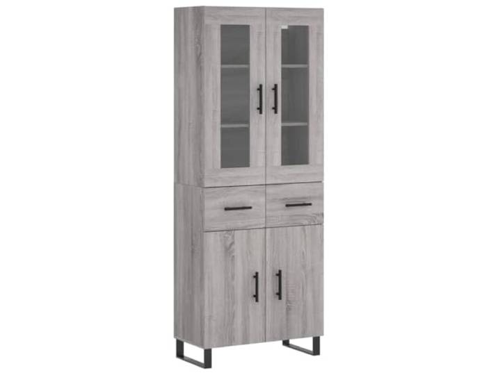 Highboard Grau Sonoma 69,5x34x180 cm Holzwerkstoff Viel Stauraum, Metallfüße für Stabilität, Holzwerkstoff feuchtigkeitsbeständig