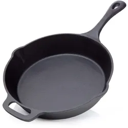 BBQ-Nerd® Grillpfanne Ø 25 cm 2600g mit Ausgießer und Griff | Gusseisenpfanne zum Grillen, Rösten, Anbraten | Antihaft-Pfanne Feuerpfanne