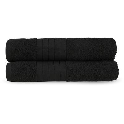 Badetuch GOOD MORNING "Uni Towels", schwarz, B:70cm L:140cm, Frottier, Obermaterial: 100% Baumwolle, Handtücher, Badetuch, Baumwolle, Walkfrottee, Bordüre, 500 GSM, Einfarbig, ohne Aufhängung