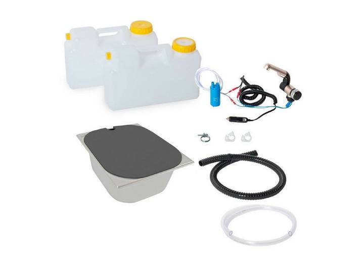 ad-ideen Waschbecken 12V Camping Spüle Technik Bausatz 325x265x100+Abdeckung Dunkel