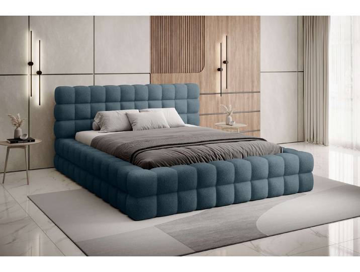 yourhouse24 Polsterbett Dizzle mit Bettkasten (Bettgestell mit Lattenrost), Gepolstertes Kopfteil mit Steppung, Stauraumbett