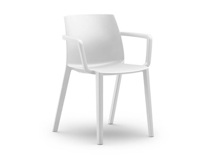 Chaise d’extérieur Olga avec accoudoirs en polypropylène – Blanc