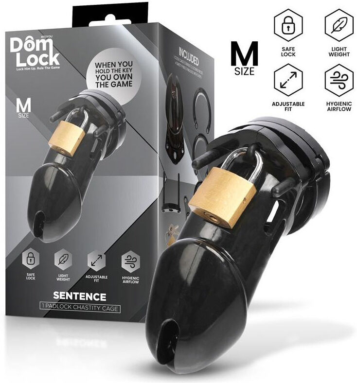 DOMLOCK Cage pour pénis avec anneaux de réglage et cadenas