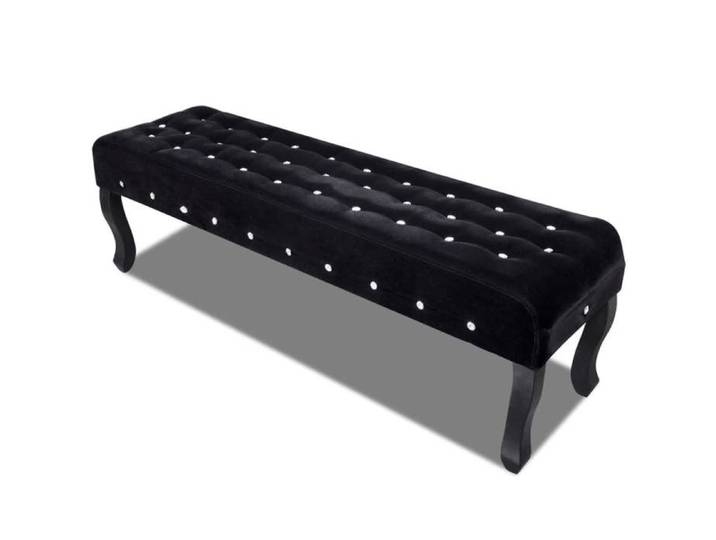 Banc d'entrée(rectangulaire）- Maximum 110 kg par siège - Banc banquette noir tissu velours avec boutons en cristal yrr88r