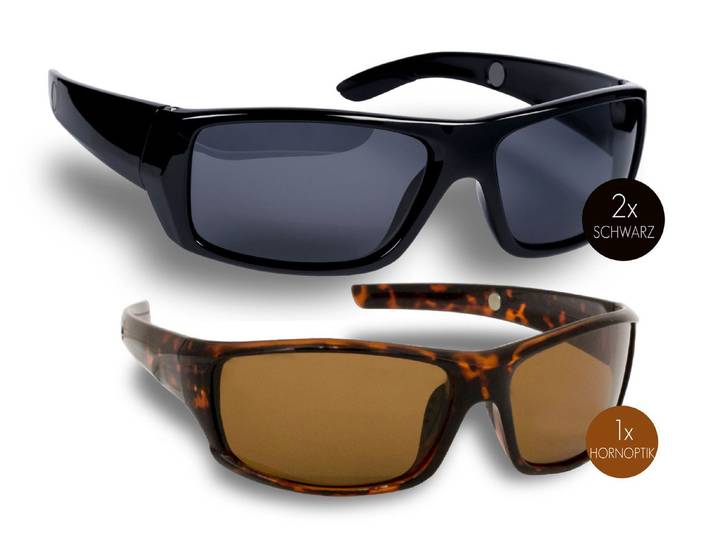 HD Polar View-Sonnenbrille mit polarisierten High-Definition-Gläsern, Schwarz-Braun, Sonnenbrille, 3er-Set