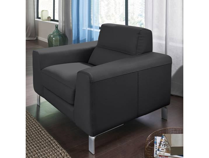 Sessel CALIA ITALIA Simon Loungesessel, Designsessel, sehr bequem , schwarz, B:112cm H:81cm T:94cm, Leder SORRENTO, pigmentiertes Glattleder;Leder BULL, pigmentiertes Dickleder, Sessel, Sessel, in zwei Lederqualitäten