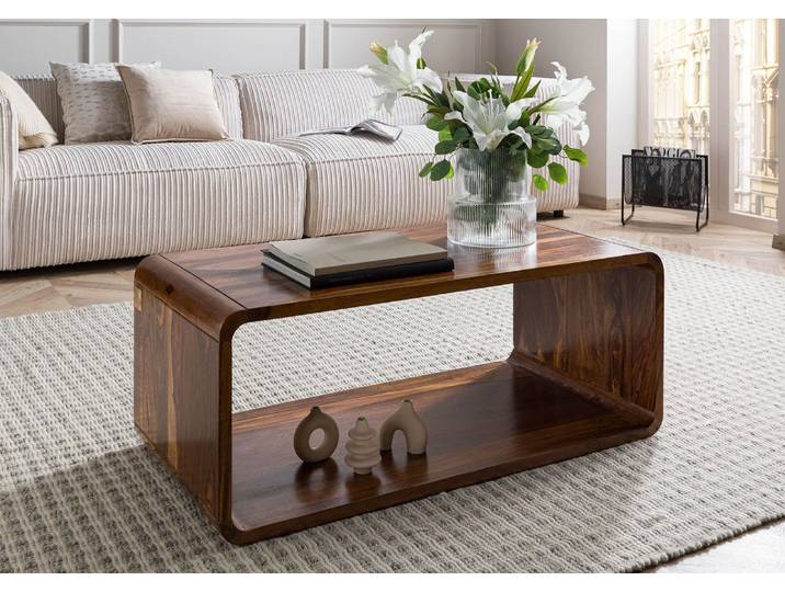 Couchtisch Sheesham 100x50x40 walnuss lackiert LOUNGE COLLECTION #04