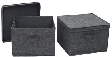 Household Essentials Square KD Storage Box with Lid, Set of 2