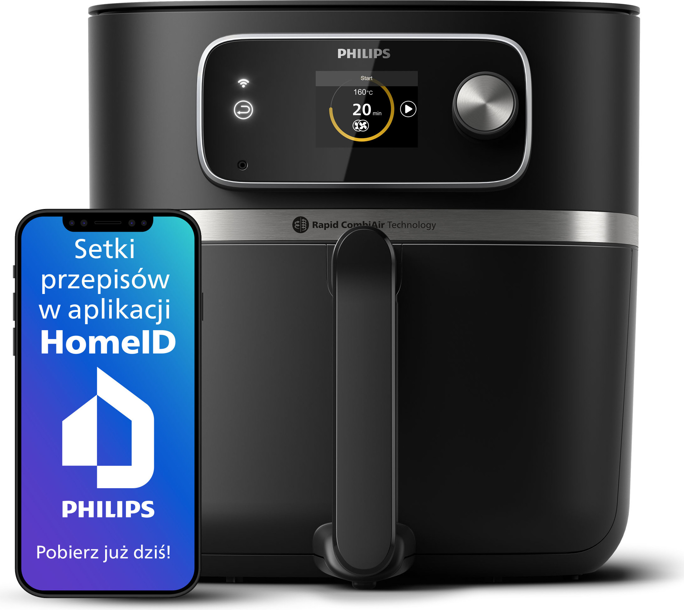 Philips schwarze Ovi HD9880/90 Heißluftfritteuse mit Thermometer und Airfryer-Technologie