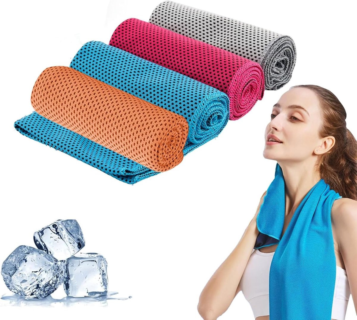 PZCC Set van 4 Verkoelende Microvezel Sporthanddoeken voor Volwassenen, 100 x 30 cm