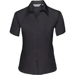 Russell Collection Taillierte bügelfreie Bluse  Kurzarm, black, XL