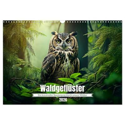 Waldgeflüster - ein kunstvoller Spaziergang durch unsere Wälder (Wandkalender 2026 DIN A3 quer), CALVENDO Monatskalender