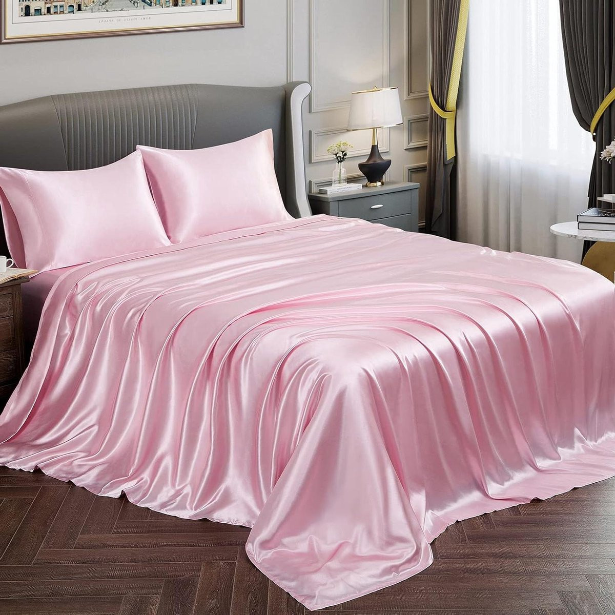 Satijnen lakenset Twin XL - Roze