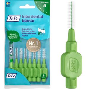 TePe Interdentalbürsten Original Grün, ISO-Größe 5, Ø 0,8 mm, für große Zahnzwischenräume, 8 Stück