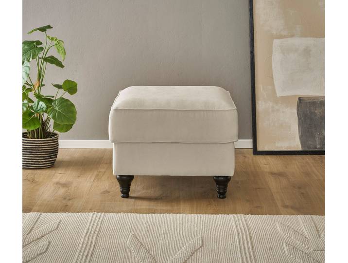 OTTO home Hocker Westminster mit hochwertigem Microfaserbezug, Passend zur Serie WESTMINSTER, Federkern-Polsterung, gedrechselter Fuß