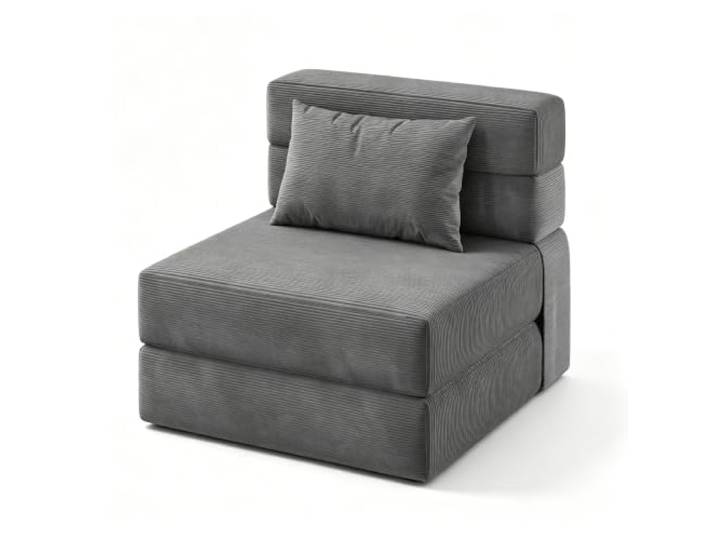 Koioplie 4-in-1 Schlafsofa Klappbar 23 cm Matratze Dunkelgrau Bezug Gästebett, ohne Montage, wandelbare Form, kompakt für kleine Räume