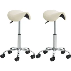 CLP 2er Set Arbeitshocker Reno Kunstleder   Farbe: creme