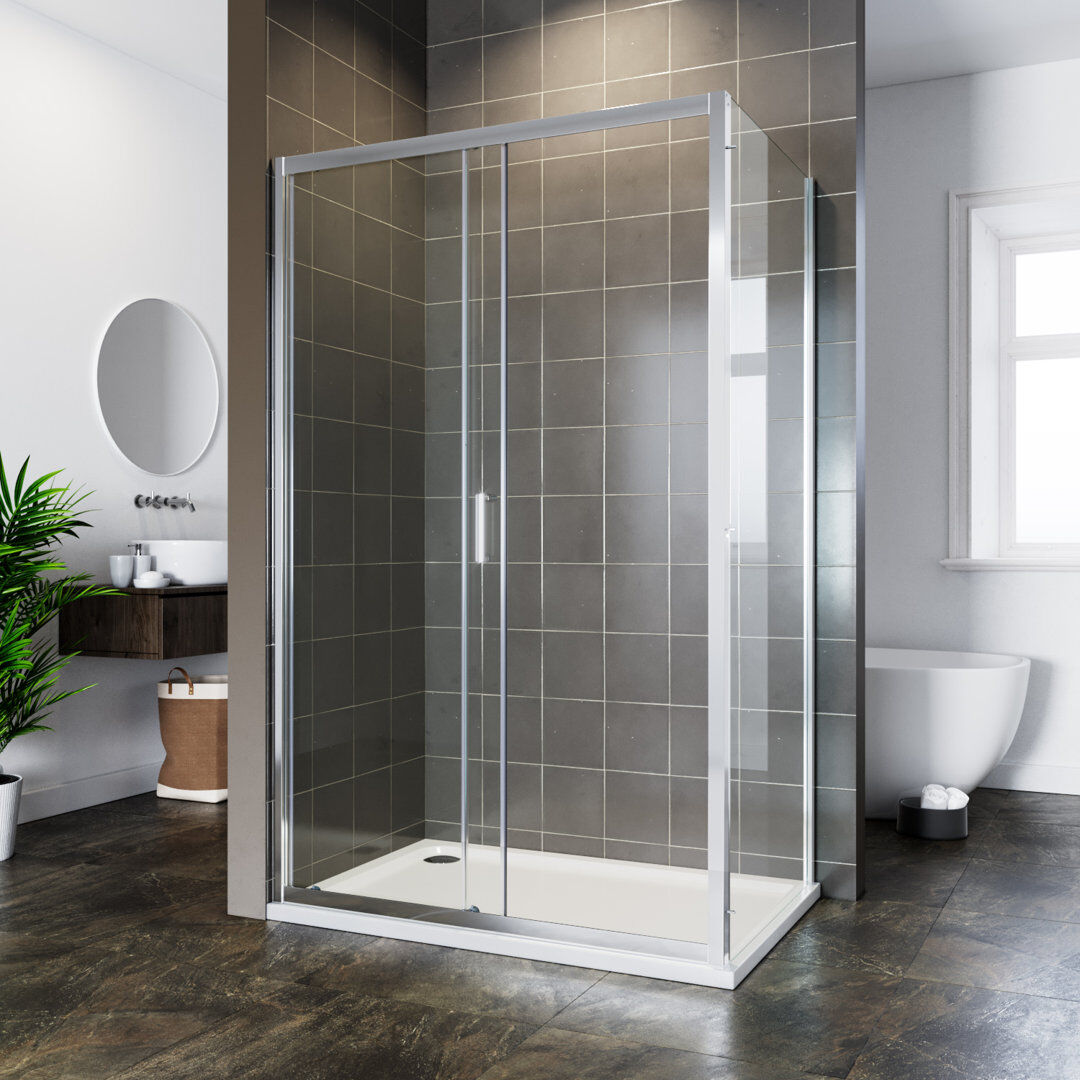 17 Stories Cost-effective single sliding door shower room, Silver Silver 100"