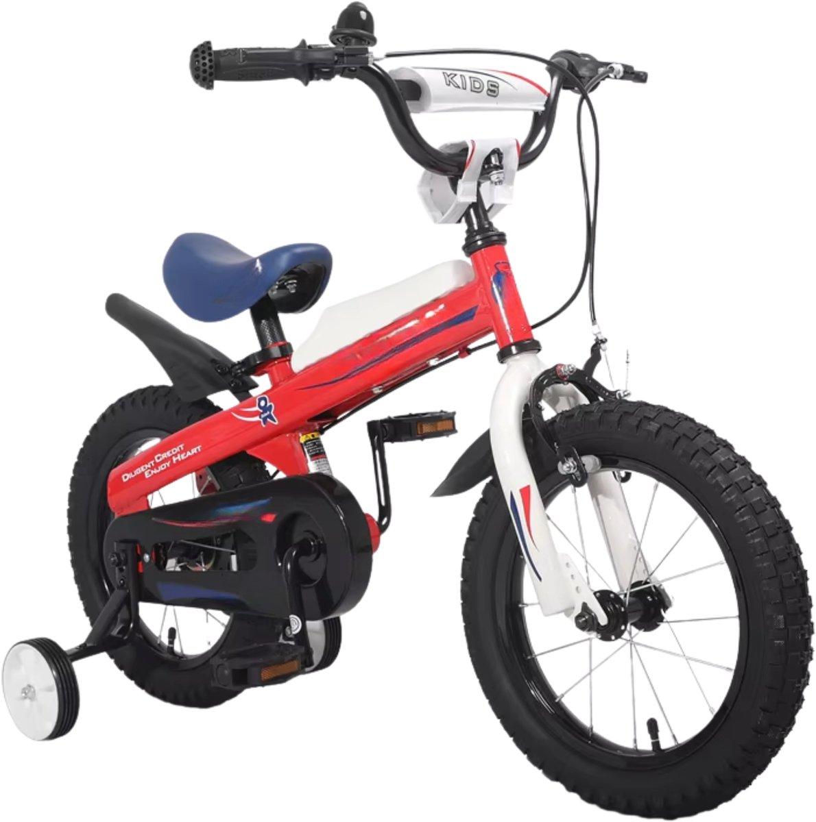 Kinderfahrrad - Für Kinder von 2-4 Jahren - Mit Stützrädern und Klingel-Handbremse - 41 cm - Rot