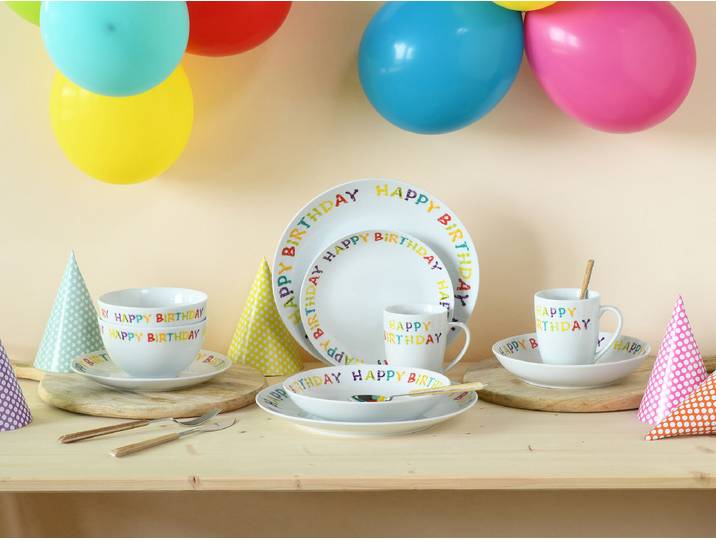 Service de table Luna Happy Birthday 30 x 33 x 31cm