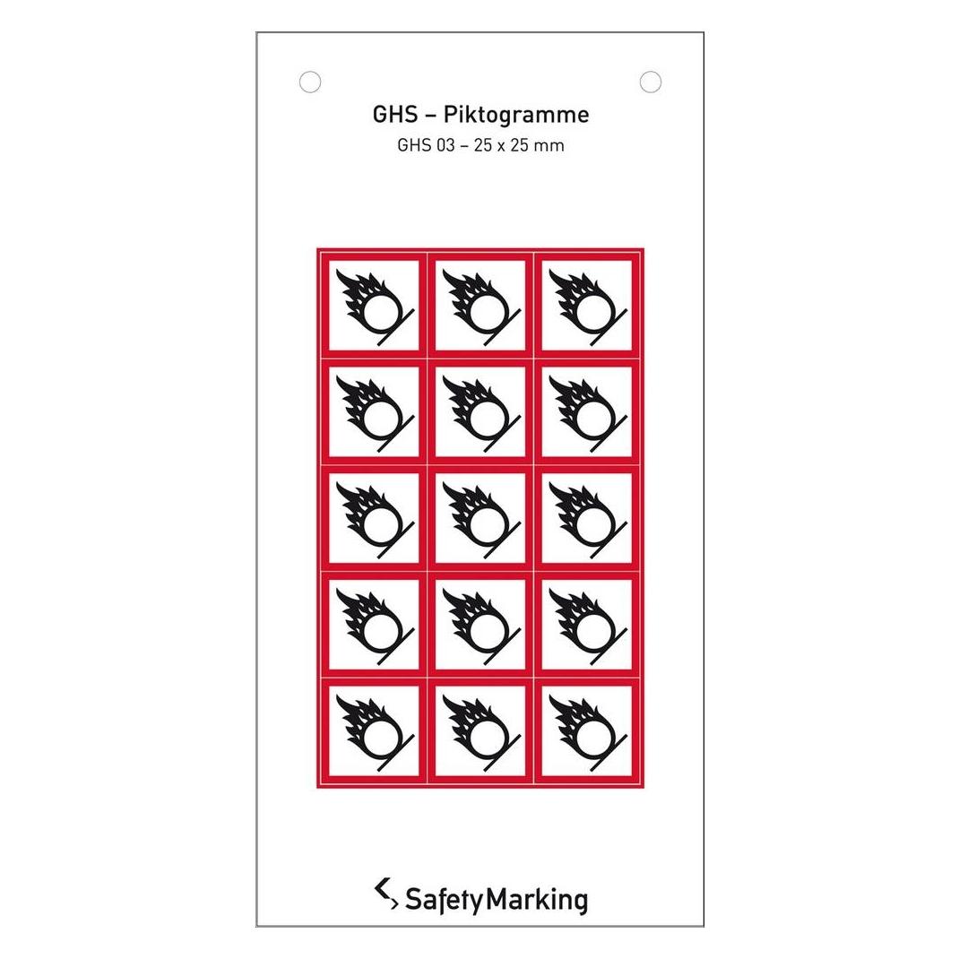 SafetyMarking GHSGefahrenpiktogramm Symbol 03 Flamme über Kreis 2. (30.3551.03)