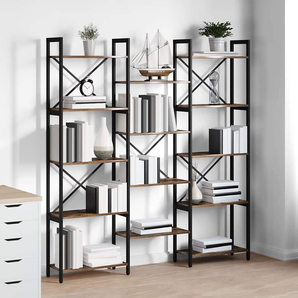 Latitude Run 167 cm H x 156 cm W Steel Bookcase Dark Brown 167cm H X 156cm W X 25cm D
