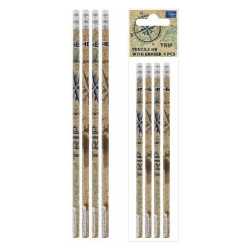 Starpak HB Trip Bleistift mit Radiergummi 4 Stk (HB, 4x) (47422642)