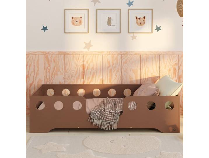 Lit pour enfants 80x160 BRUN TILA 4 Lit Simple Lit au sol eco Lit Montessori Lit pour tout-petits Expédition rapide