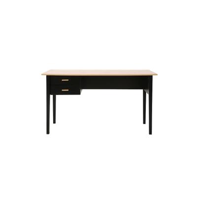 SalesFever Schreibtisch | mit 2 Schubladen | MDF Platte | Beine Heveaholz | B 140 x T 60 x H 75 cm | natur – schwarz