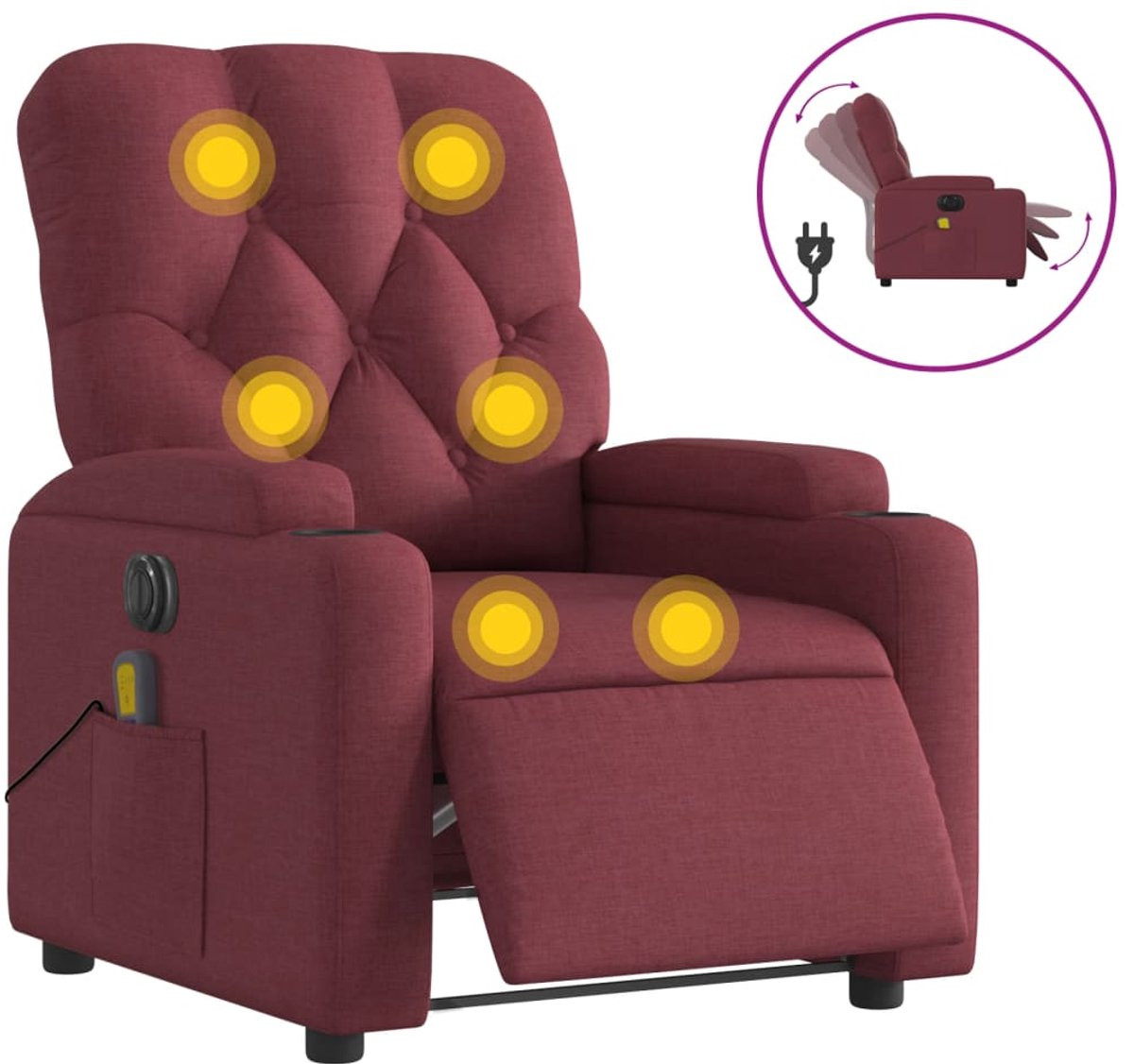 vidaXL Massagestoel - Elektrisch verstelbaar - Wijnrood